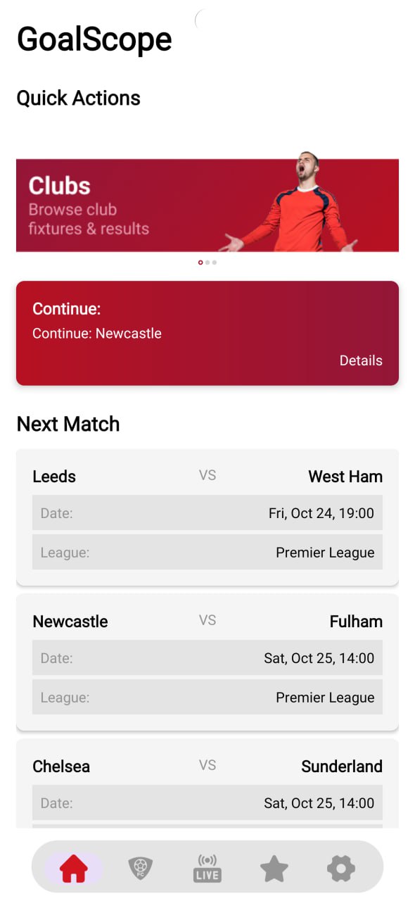 Bclic Football Insight home screen